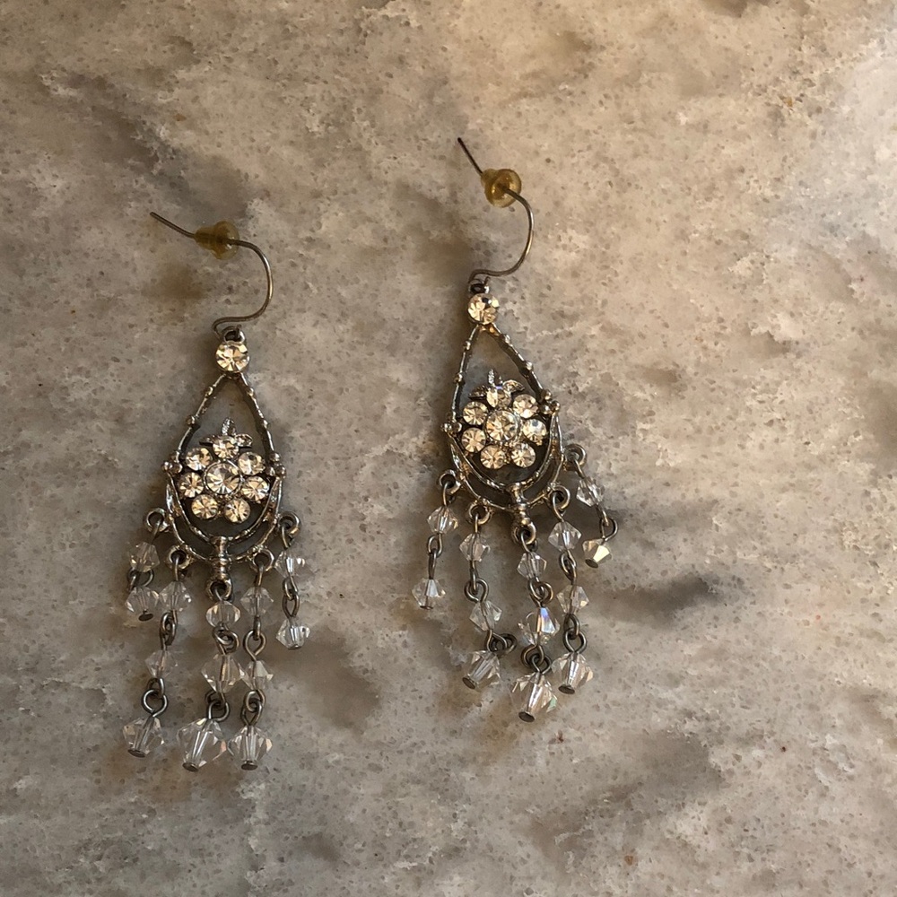 Elegant Silver and crystal Chandelier Earrings
